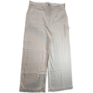 American Eagle AE Dreamy Drape Super High Rise Baggy Wide Leg Pant Stretch Cream Flat front