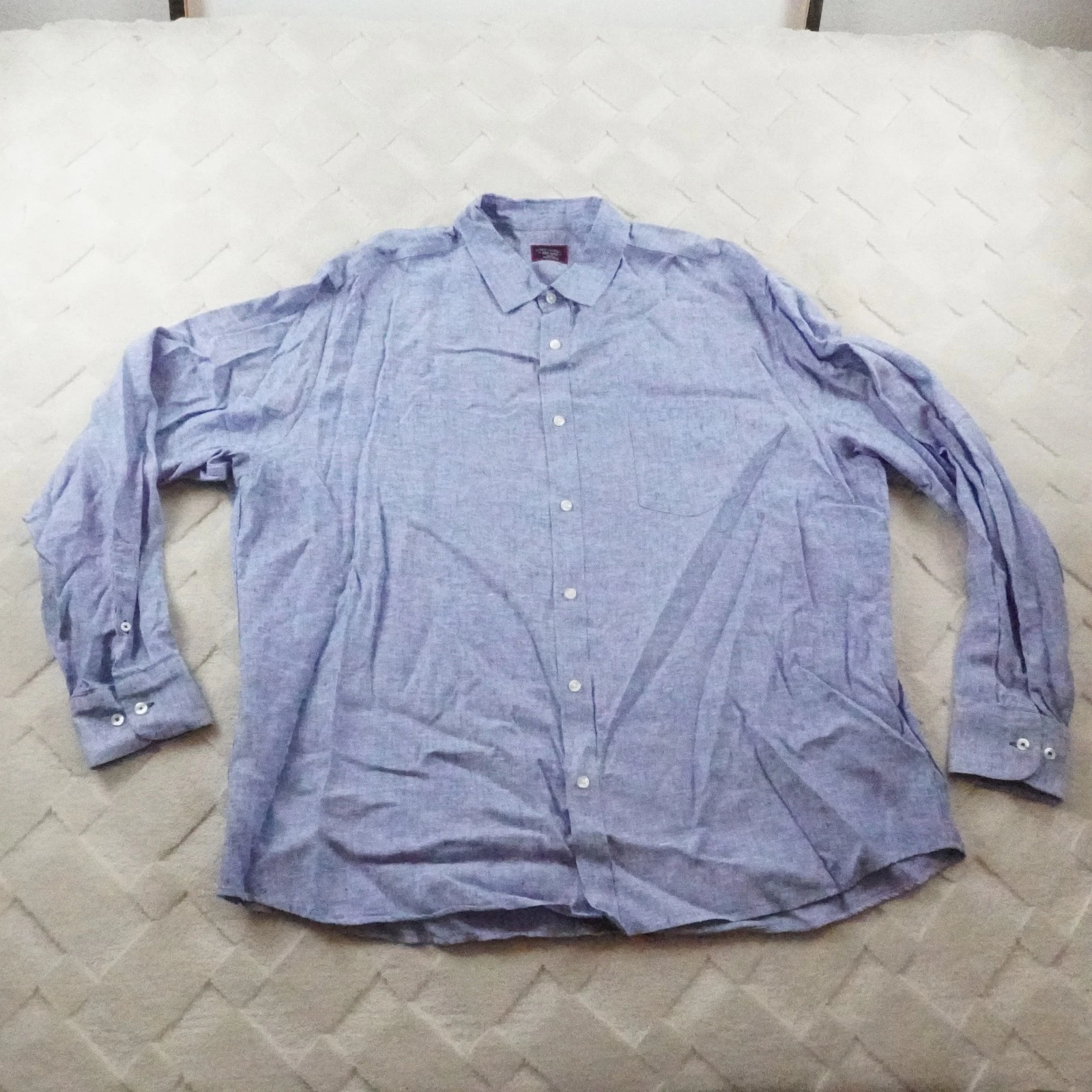 UNTUCKit Linen Shirt Mens 3XL Solid Blue Button Up Long Sleeve