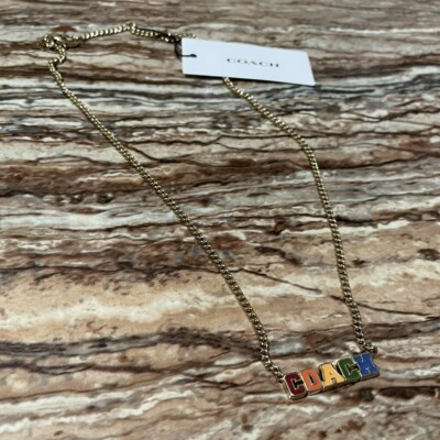 Coach Jewelry Gold Necklace Rainbow Varsity Coach Logo Spell  display picture 3