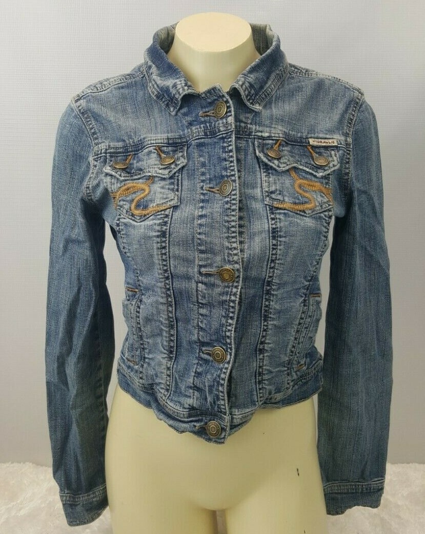 Hydraulic Denim Jean Jacket Woman Size Small Gem