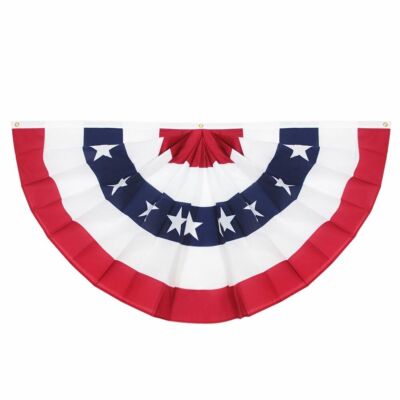 USA Pleated Fan Flag 3x6 Feet American US Bunting Flags Half Fan Banner 100D 