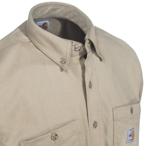 Carhartt FR Force Flame Resistant L/S Work Shirt, NWT - Men’s M + L, Khaki, $90 - Picture 4 of 12