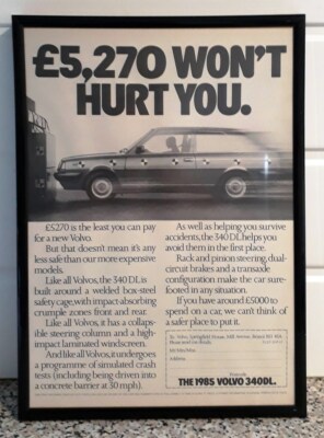 Gerahmte Original Oldtimer Werbung für den Volvo 340DL von 1985