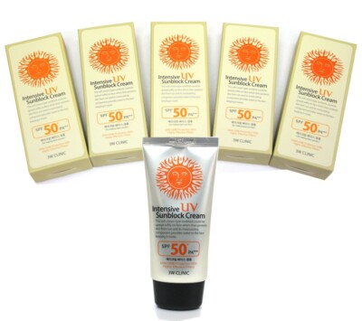 3W CLINIC Intensive UV Sunblock Cream SPF50+ PA+++ 70ml x 5 | Broad Spectrum Pro