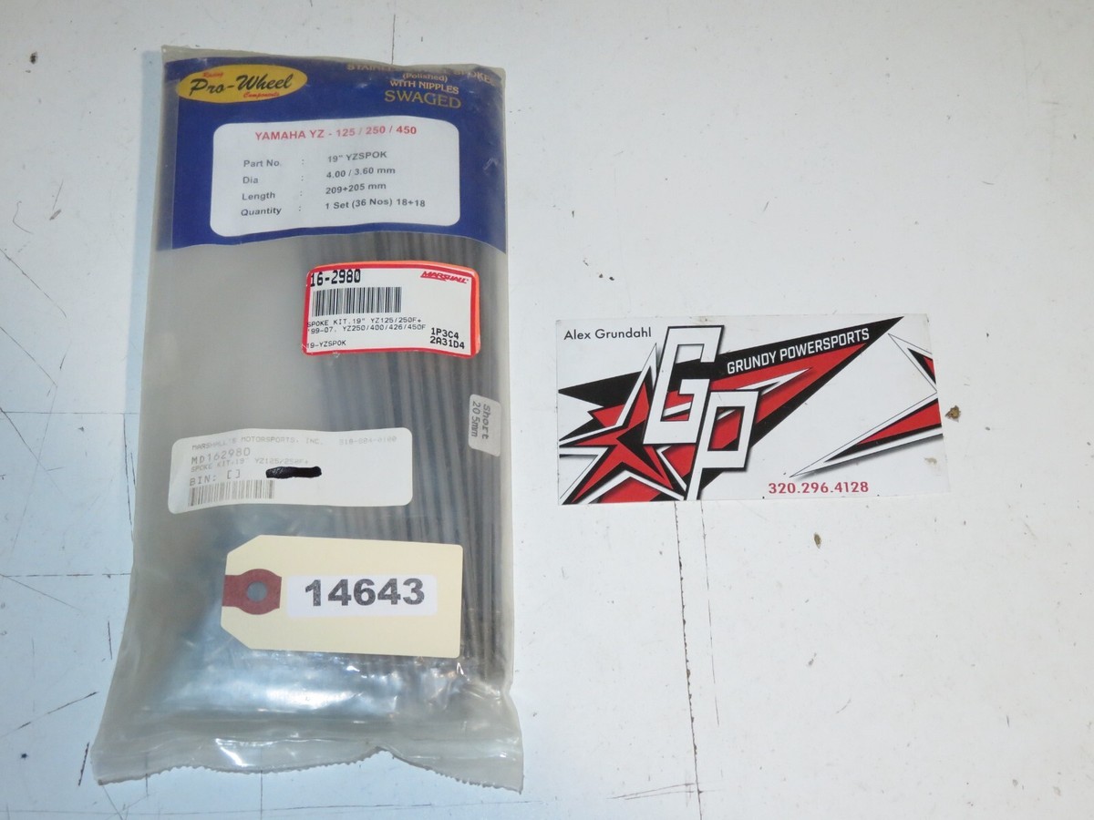 Pro-Wheel New Stainless Steel Spokes Kit Rr 19 YZ 125 250F 99-07