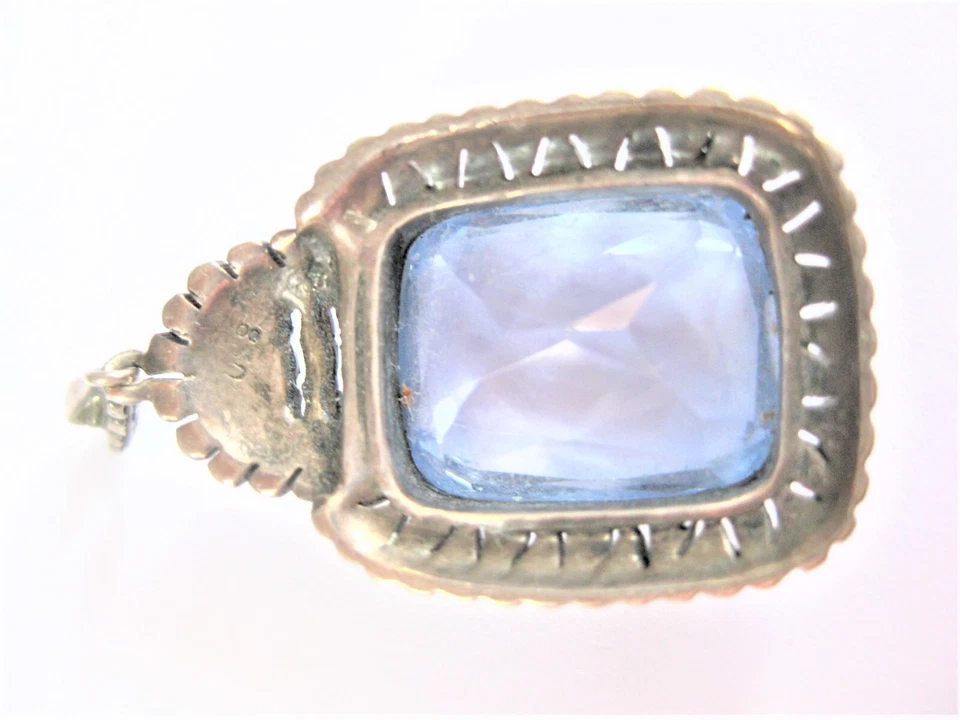 Antico Ciondolo Argento 830 Con Topazio Blu, 8,67 G - Immagine 3 di 3