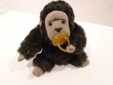 VINTAGE Plush RUSS BERRIE BUNGO Ape MONKEY W RUBBER PACIFIER STUFFED ANIMAL 9"