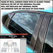 Fits Chevrolet Malibu 2013-15 Real Black Carbon Fiber Window Pillar Posts 6 Pcs