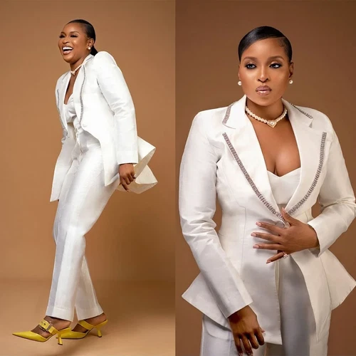 White Plus Size Women Suits Silk Satin Beaded Wedding Ladies Party Prom Wear  | eBay