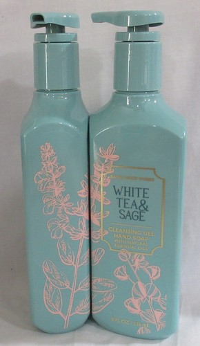 Bath & Body Works Cleansing Gel Hand Soap Lot Set of 2 WHITE TEA & SAGE - Picture 2 of 4