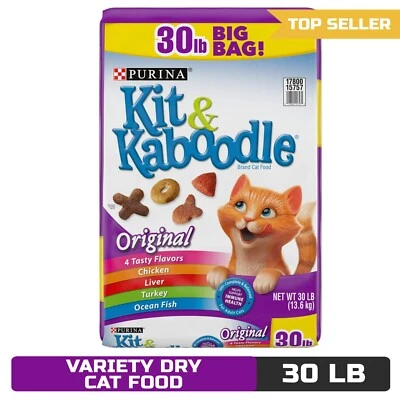 NEW Purina Kit & Kaboodle Dry Cat Food, Original - Chicken, 30 lb. Bag