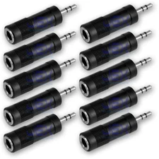10X Stereo Female 1/4 6.35mm Audio Jack to Male 1/8" 3.5mm Headphone Adapter LOT