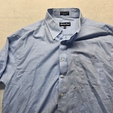 Meeting street Solid Blue Button Up Long Sleeve Shirt Adult Men's Size 17.5