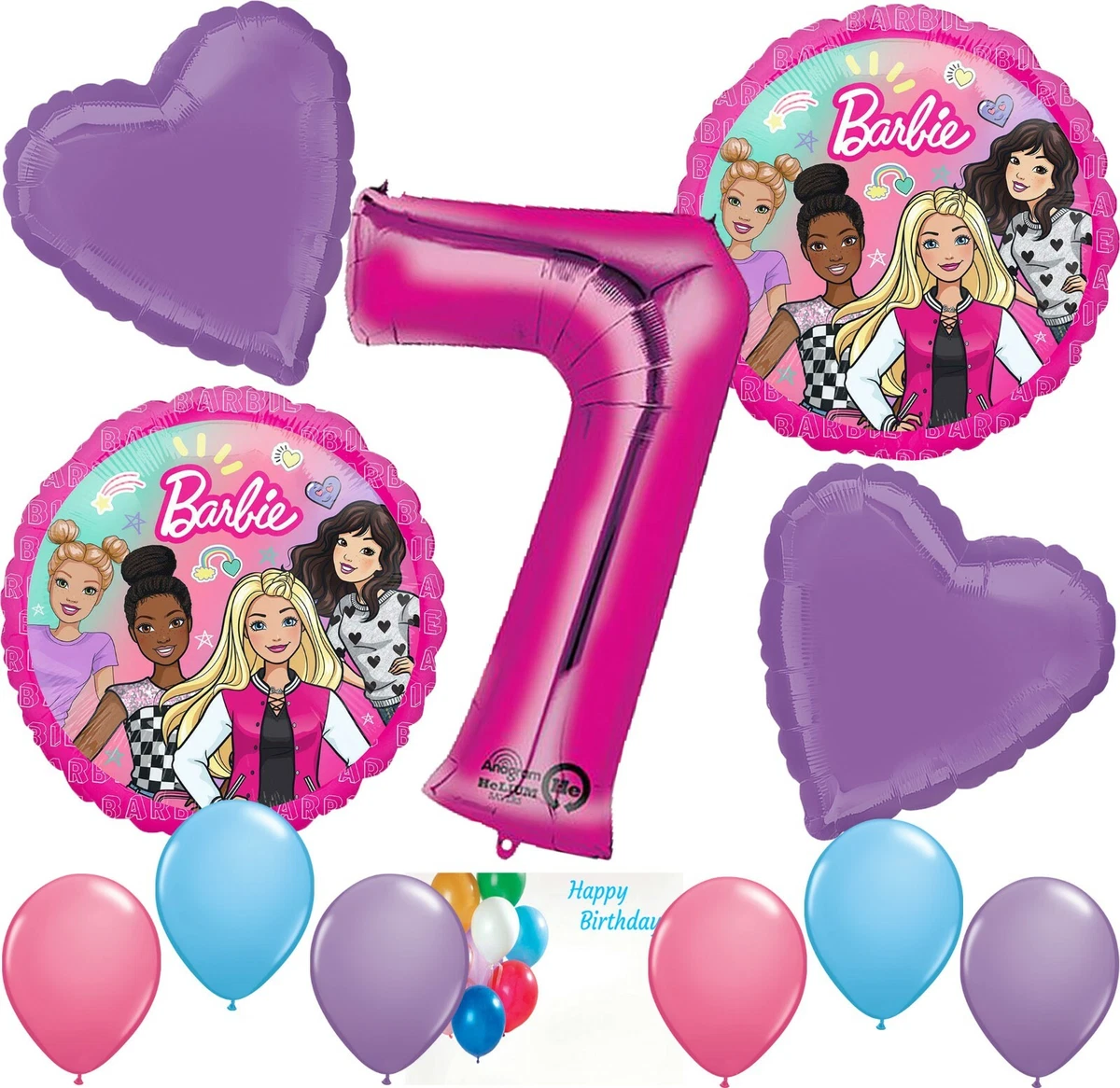 Barbie Party Supplies Balloon Decoration Bouquet for 7th Birthday