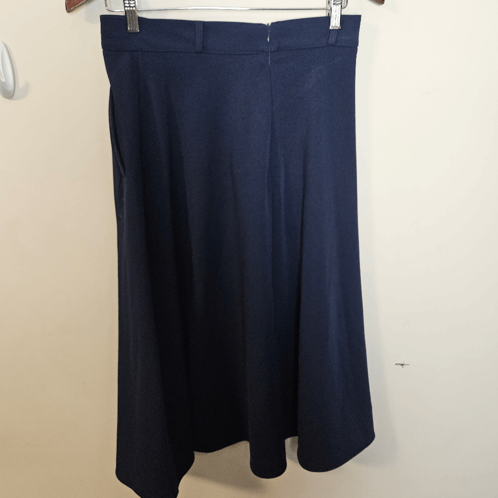 ChicWish A-Line Midi Flare out Skirt w/ Pockets NWT Womens Navy