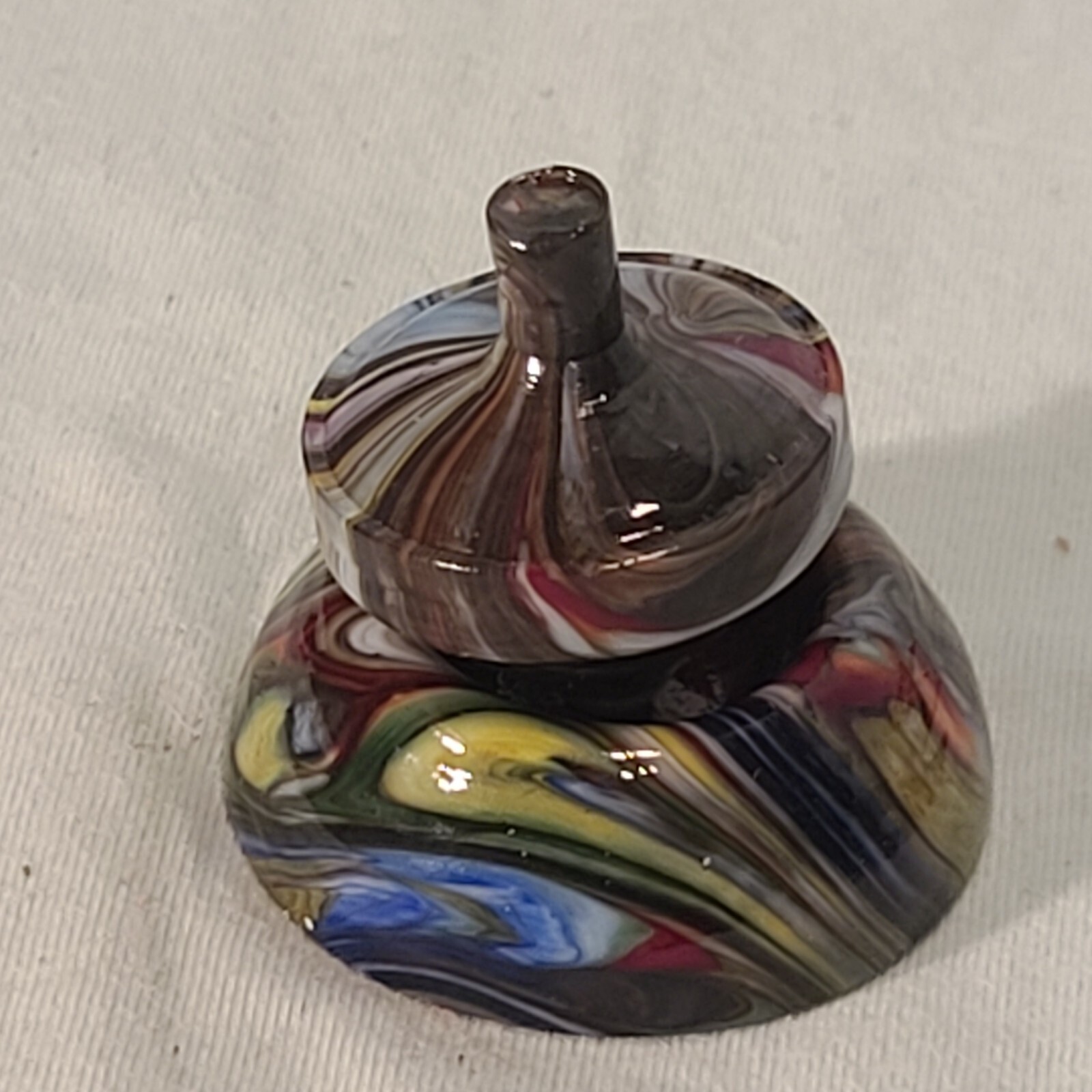 ANDY DAVIS, Glass Art Spinning Top & Base, Megans Run (?), #338R