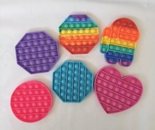 Lot of 6 Colorful Pop Bubble Silicone Fidget Toys