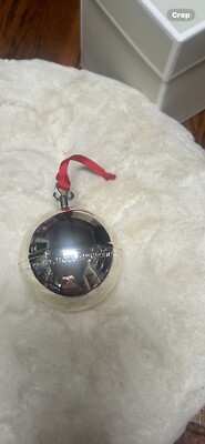 Mark & Graham Silver Round Christmas Ornament Plays  Silent Night  New (Musical)