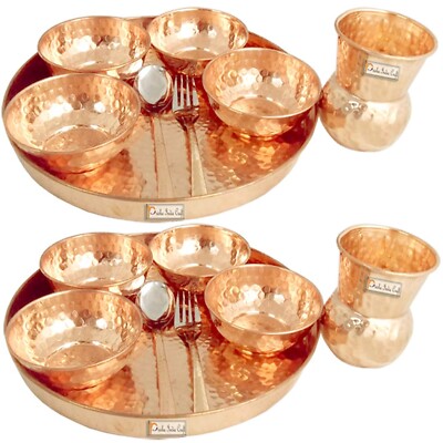 Set of Indian Dinnerware Copper Traditional Dinner Service Sets