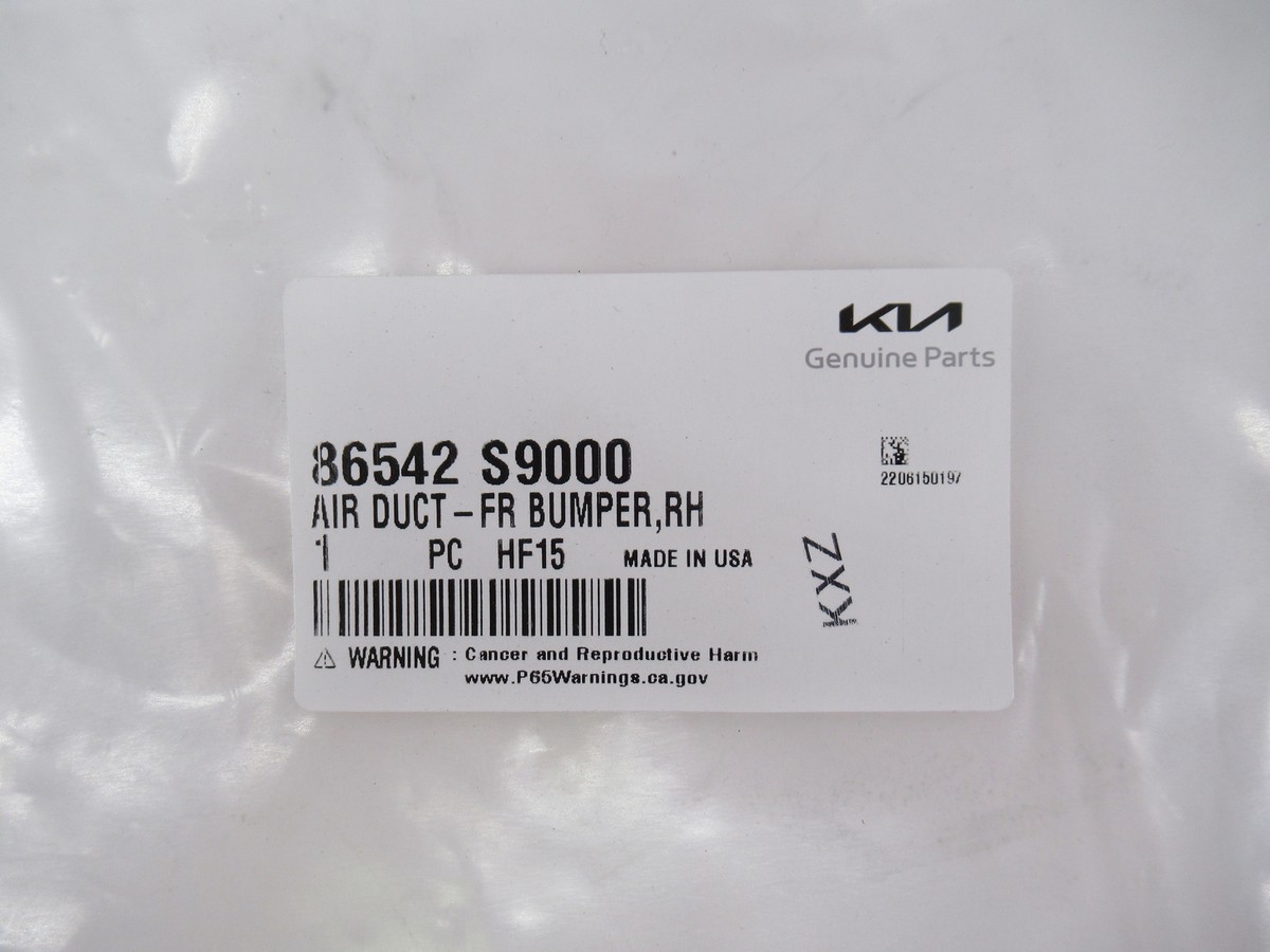 Genuine OEM Kia 86542 S9000 Passenger RH Front Bumper Air Duct