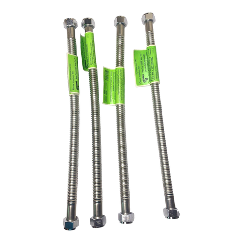 FALCON STAINLESS H-3402 STAINLESS STEEL WATER CONNECTOR FLEX 18" L - (LOT OF 4)