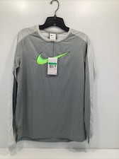 NWT Nike Dri-FIT Big Swoosh Logo Boy's XL Gray L/S T-shirt Top DQ8967