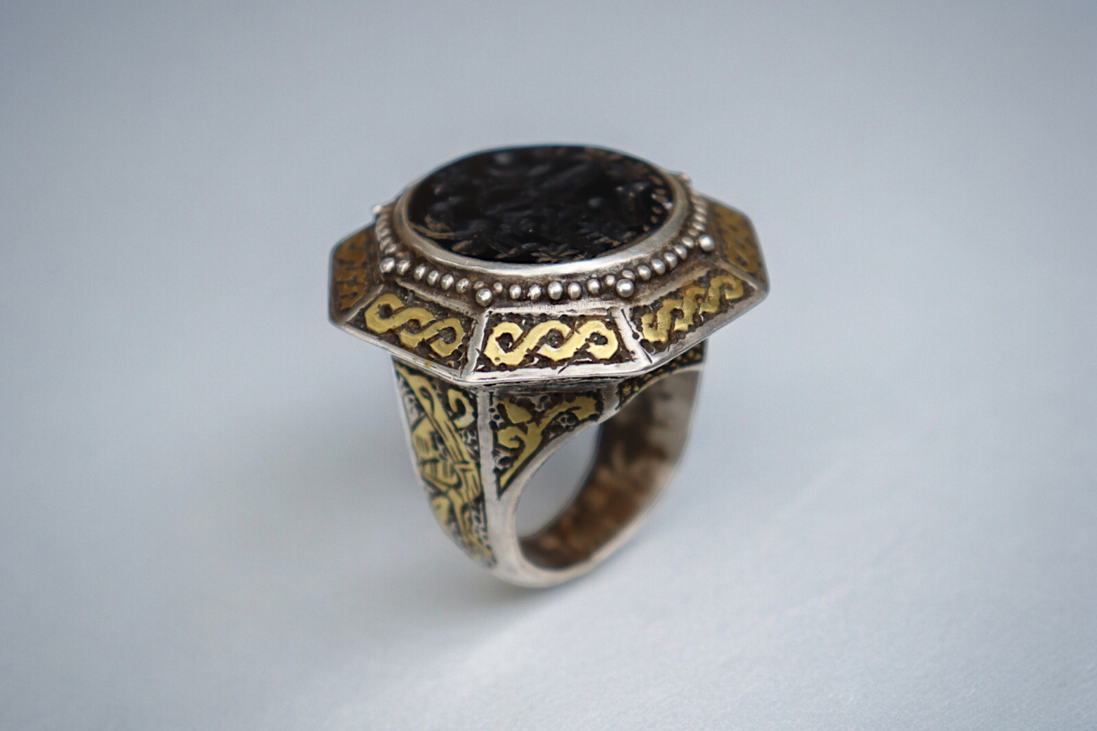 Orient Turkmen solid silver hematite signet ring … - image 5