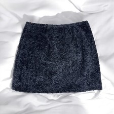 Black Fuzzy Mini Skirt Vintage 90s Whimsigoth Fairy Grunge Steampunk Y2K Formal