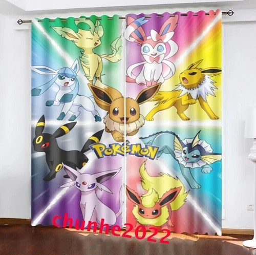 Kids Pokemon Pikachu Thick Thermal Blackout Curtains Eyelet Ring Top Drapes Gift - Picture 85 of 88