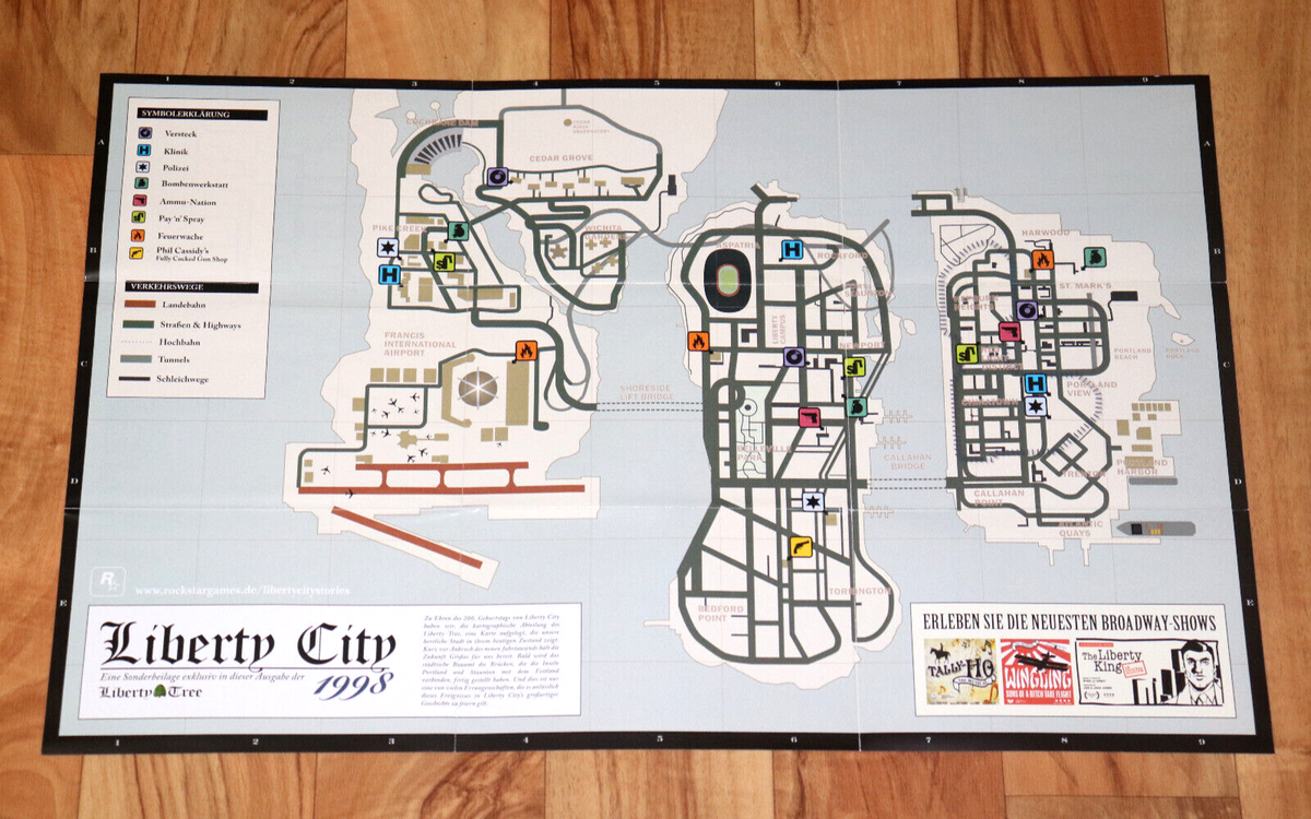 Grand Theft Auto Liberty City Stories GTA Rare Map / Poster . | eBay