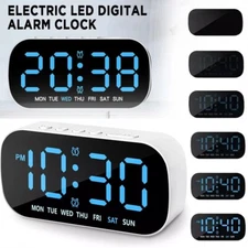 Electric Digital Alarm Clock LED Large Display Battery Backup Snooze Dual Alarm