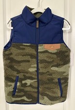 Carter's Kids Sz 7 Camo Fleece Green Blue Zipper Puff Vest-NWT