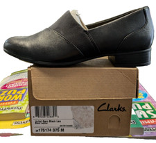 Clarks Collection Leather Slip-On Shoe Juliet Gem Black Leather SIZE 7.5