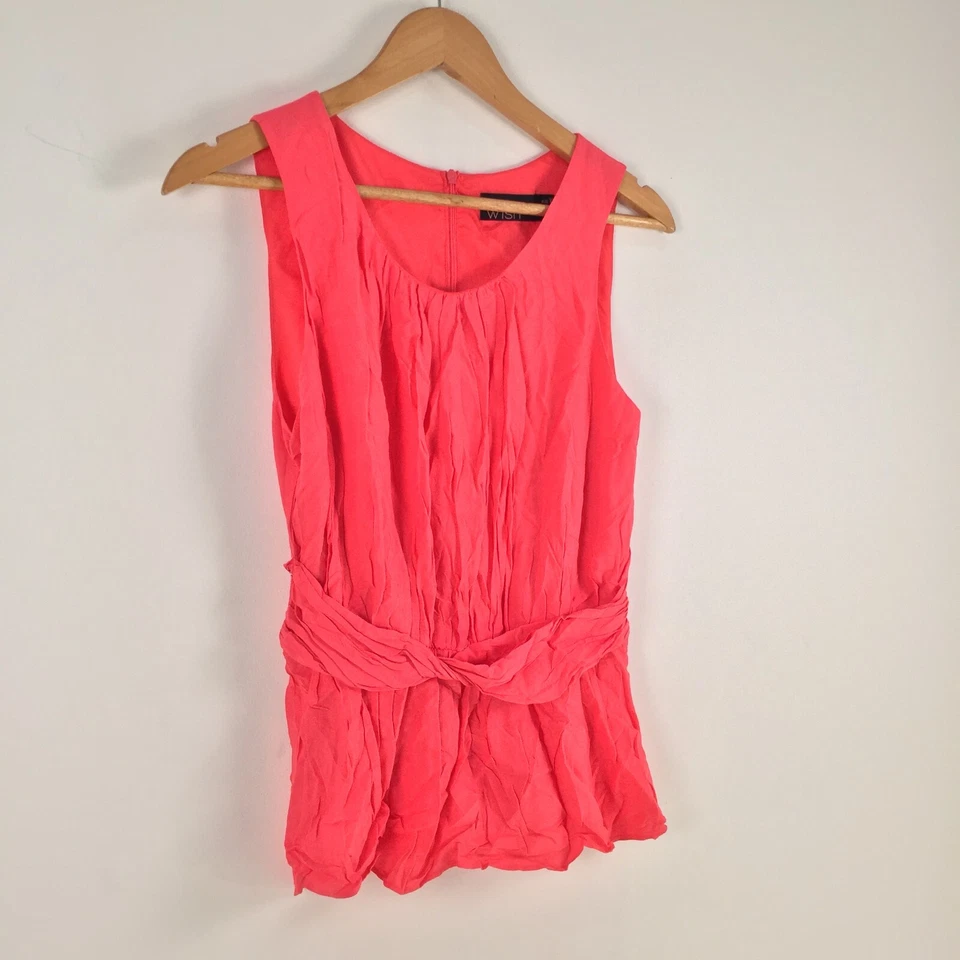 Camiseta sin mangas Wish mujer talla S rosa sin mangas cuello redondo cremallera sólida 020119 Foto 2 de 4