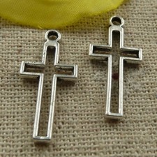 Free Ship 300 pcs tibetan silver cross charms 23x11mm L-4206