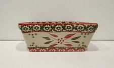 Temptations Old World Ovenware Christmas Mini Loaf Pan Red  Poinsettia  12 oz.