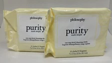 Philosophy Purity One Step Facial Cleansing Cloths Wipes 15 Ct X 2 = 30 Ct NEW