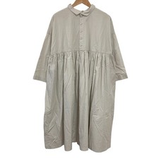 nest Robe Cotton Gathered Long Dress Size F Light Gray Women USED