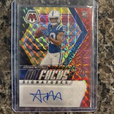 Adonai Mitchell 2024 Panini Mosaic Choice Fusion Red and Yellow In Focus Auto RC