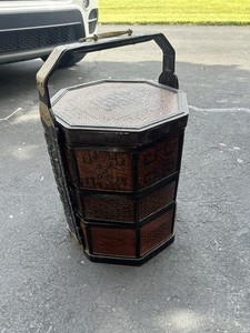 Vintage Large Chinese 3 Tier Wedding Rack Handmade Bamboo