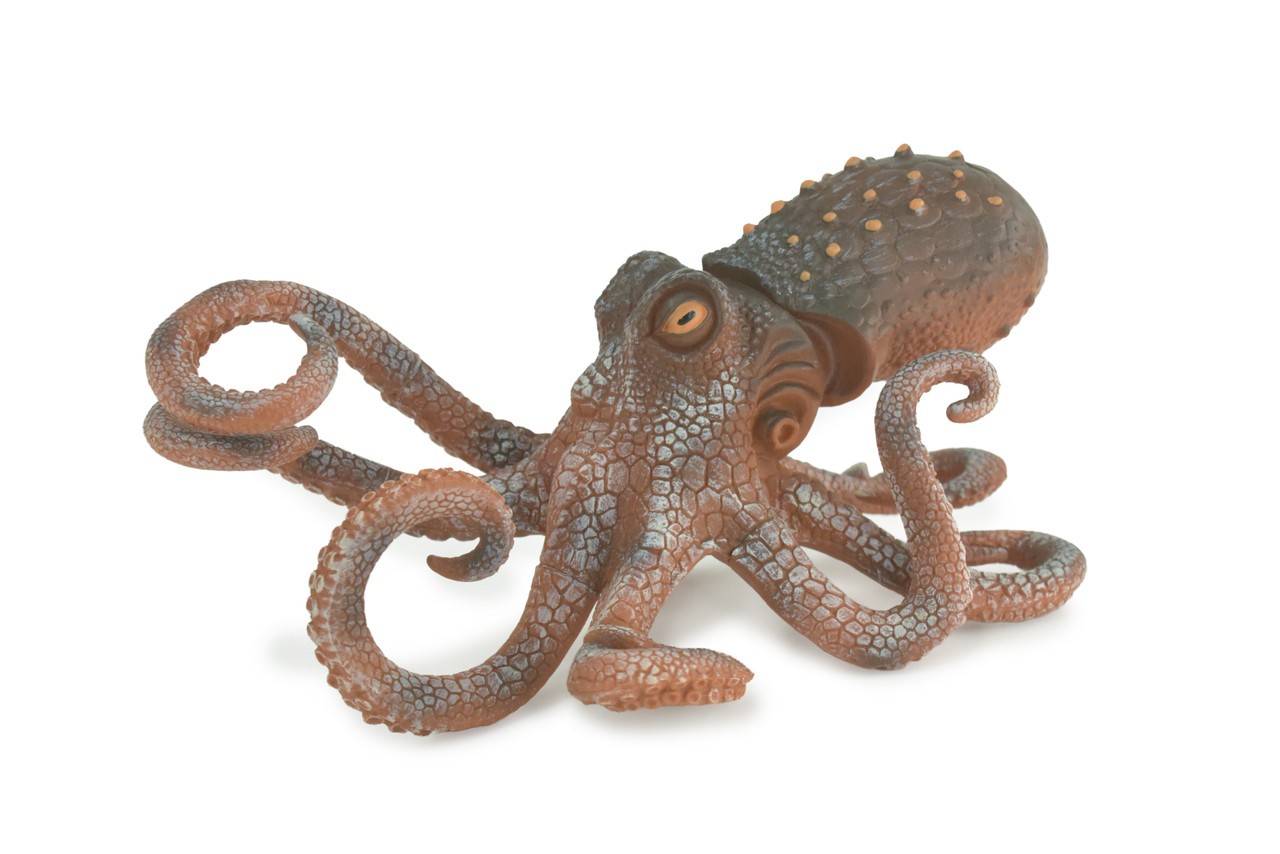 Octopus Toy, Hand Painted, Rubber Realistic Toy, Model, 8 In