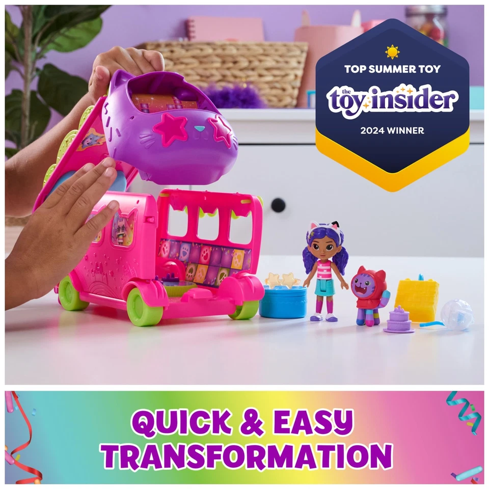 DREAMWORKS GABBY'S DOLLHOUSE Celebration Party Bus, Transforming Playset with - Image 2 of 4