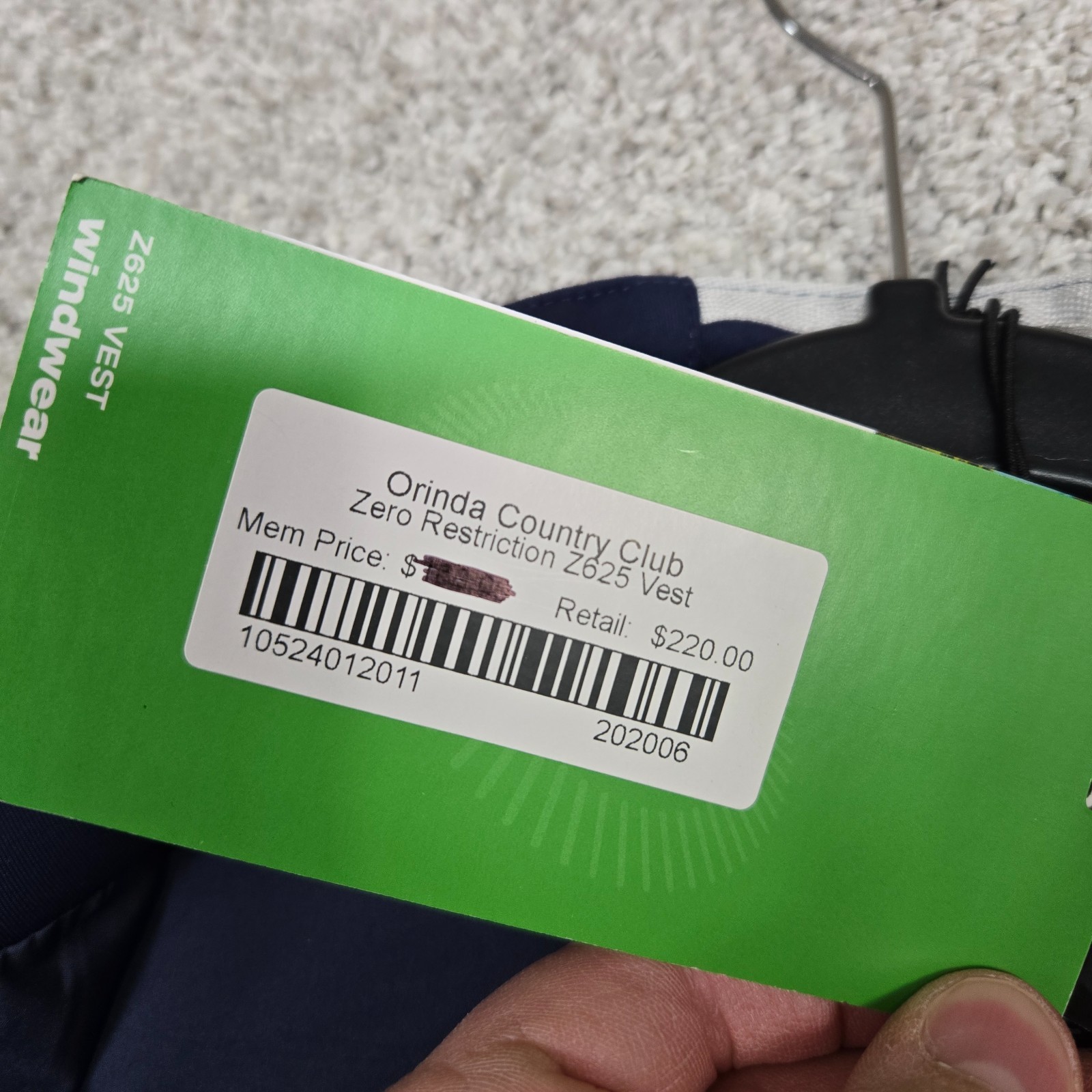 Zero Restriction Z625 Vest Blue Men's Large Orinda country club windwear NWT