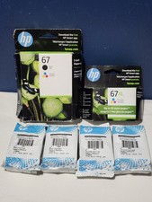 NEW Lot of 7 Genuine HP 67 Black and Tri-Color Ink Cartridges