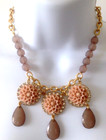 Vintage Signed LIA SOPHIA Gold Tone Rhinestone Glass Flower Dangle Chain — photo 1
