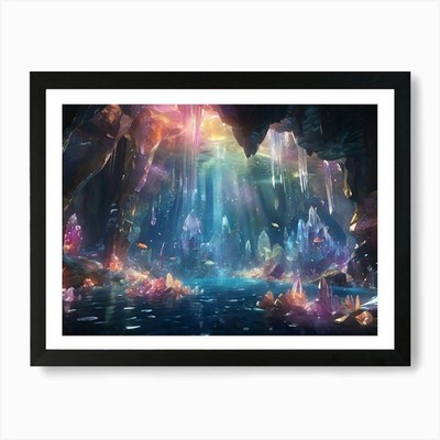 Höhle der Kristalle Gemälde Kunstdruck gerahmt Wandbild Poster Leinwanddruck Bild