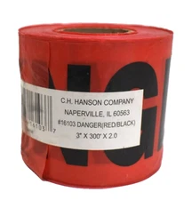 CH Hanson 16103 Barricade Danger Safety Tape Polyethylene Red 3" x 300' x 2.0