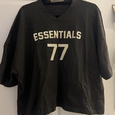 Fear of God Essentials 77 Football Tee Washed Charcoal Grey Cropped Size S
