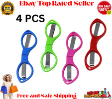 4pcs Colorful Plastic Handle Folding Safety Scissors Travel Scissors with Key