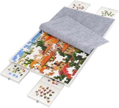 BZseed 1500 Pieces Detachable Puzzle Board with Drawers and Cover, Removable... 
